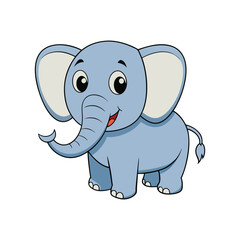 Obraz premium Cute cartoon elephant with a happy smile vector illustration isolated on white background