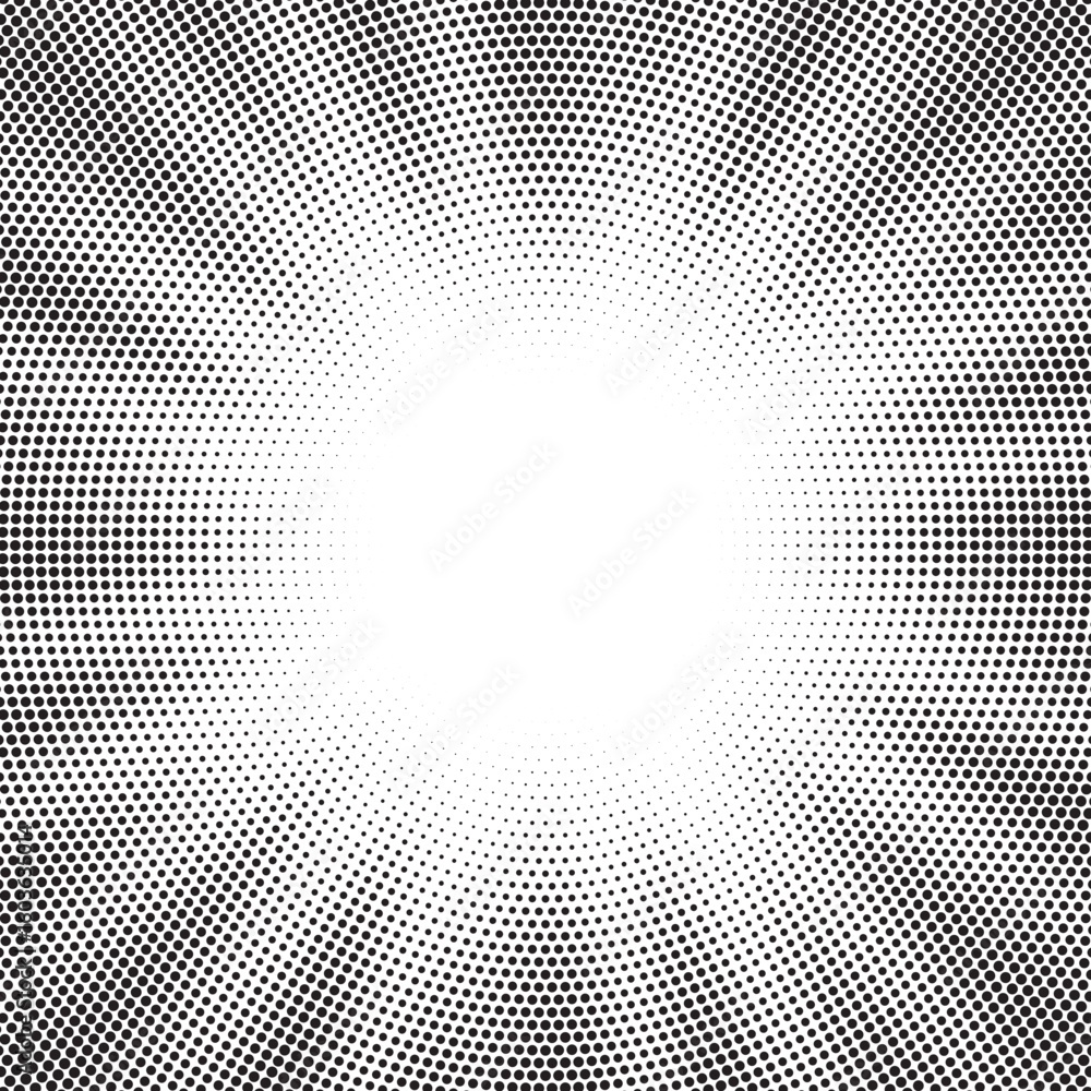 Poster sun rays radial halftone background. greyscale radial abstract comic pattern. vector explosion abstr