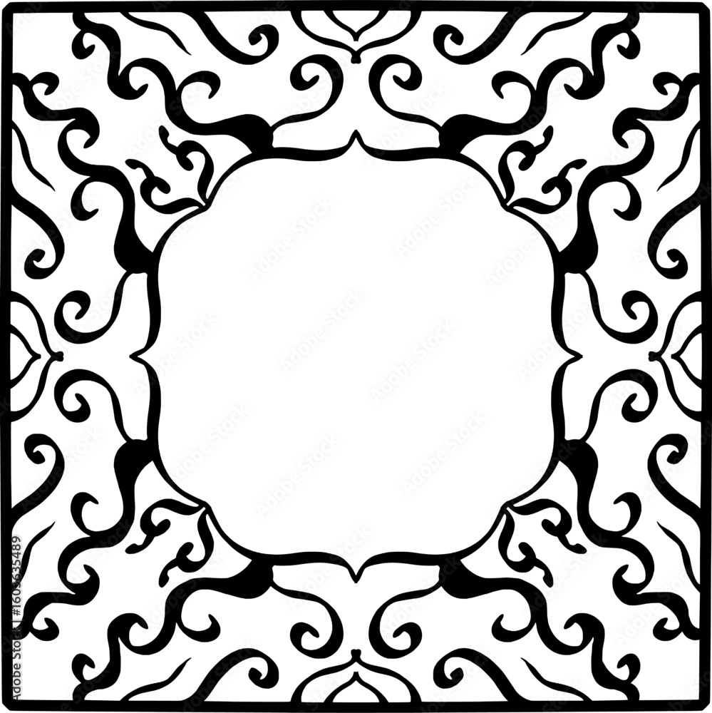 Aufkleber displays an ornamental design with unique carvings and there is an empty space in the middle