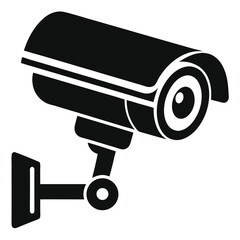 Monochrome Surveillance Camera Fixed on Wall for Security and Monitoring with a Sleek and Discreet Design for Home and Business Protection