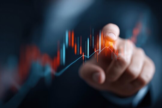 Financial market graphs are being analyzed by an investor using data visualization tools to inform investment strategies and decisions