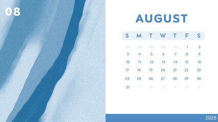 White and Blue Modern August 2025 Calender - 17
