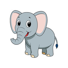 Fototapeta premium Cute cartoon elephant with a happy smile vector illustration isolated on white background