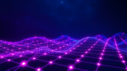 Abstract Futuristic Network Data Flow Vibrant Neon Colors