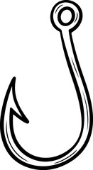 Simple hand drawn sketch of a fishing hook