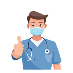 Fototapeta premium Doctor wearing mask and holding stethoscope in medical uniform