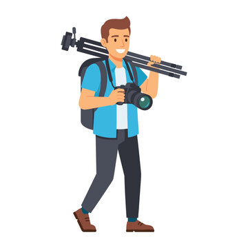 photographer carrying camera and tripod clip art preview
