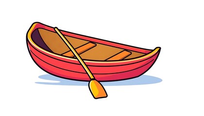 Red cartoon canoe clip art vector illustration: perfect for summer boating and water activities