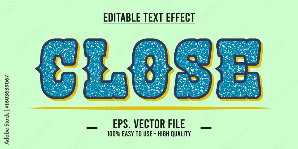 Poster editable text style effect, close text in cool vector style
