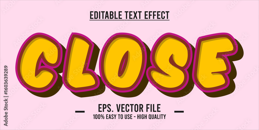 Poster editable text style effect, close text in cool vector style