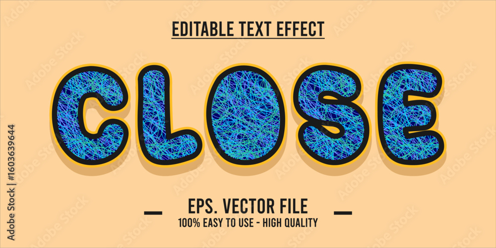 Poster editable text style effect, close text in cool vector style