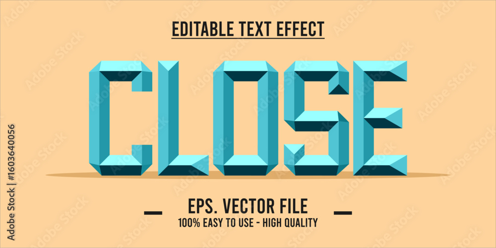Poster editable text style effect, close text in cool vector style