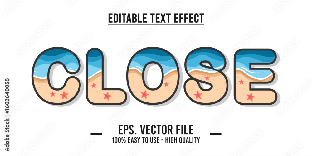 Aufkleber editable text style effect, close text in cool vector style