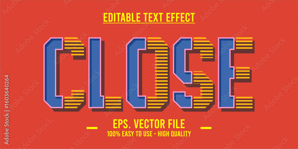 Poster editable text style effect, close text in cool vector style