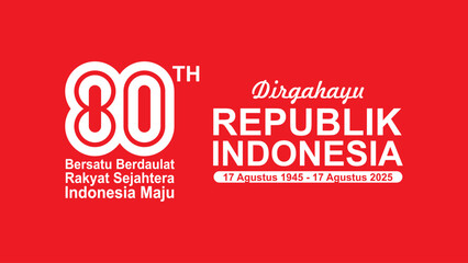 Happy 80th Anniversary of the Republic of Indonesia poster design. Translation: Happy 80th Anniversary of Indonesia Independence Day. Best for cards, posters, banners, and social media.