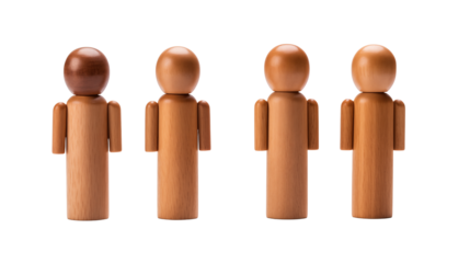 Diverse wooden figures symbolize team unity and inclusive representation for modern businesses