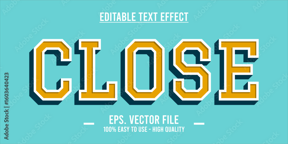 Poster editable text style effect, close text in cool vector style