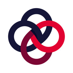 Dark Red Navy Interlocking Rings Partnership Merger Business Vector