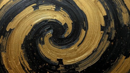 Golden Whirlwind Abstract Acrylic Paint Swirls in Black and Gold
