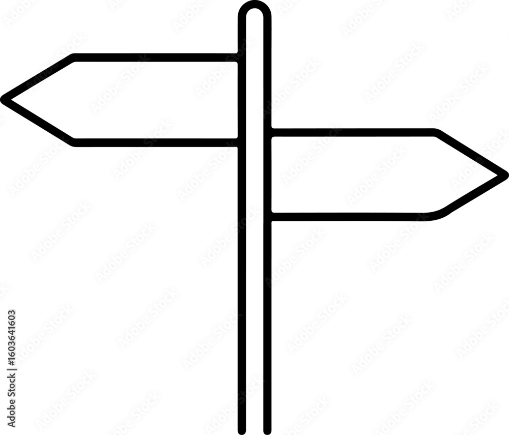 Poster blank signpost with two arrows pointing in opposite directions