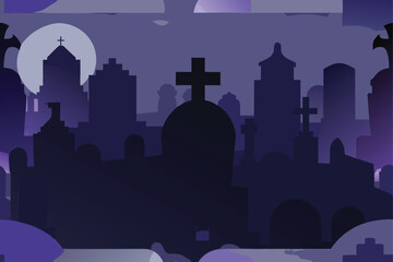 Fototapeta premium Ghostly shadows creeping in a haunted field vector illustration
