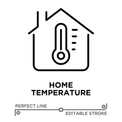 Vector line icon related to home temperature. Perfect Line. Editable Stroke.