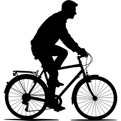 Obraz premium Man Silhouette Riding Bicycle with Rear Carrier