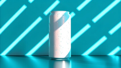 Minimal White Can with Blue Light Stripes