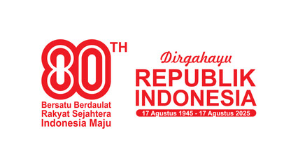 Happy 80th Anniversary of the Republic of Indonesia poster design. Translation: Happy 80th Anniversary of Indonesia Independence Day. Best for cards, posters, banners, and social media.