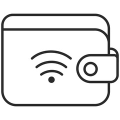 Digital Wallet Icon with Wireless Symbol
