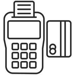 Line Art of Payment Terminal with Credit Card