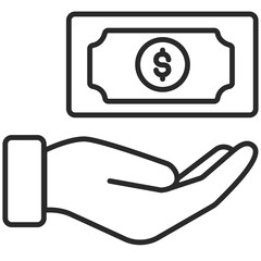 Hand Holding Dollar Currency Icon Illustration