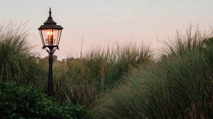 Ornate lamp post in twilight