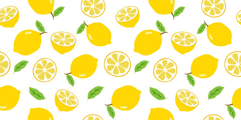 Lemonade slices seamless pattern cartoon summer background.