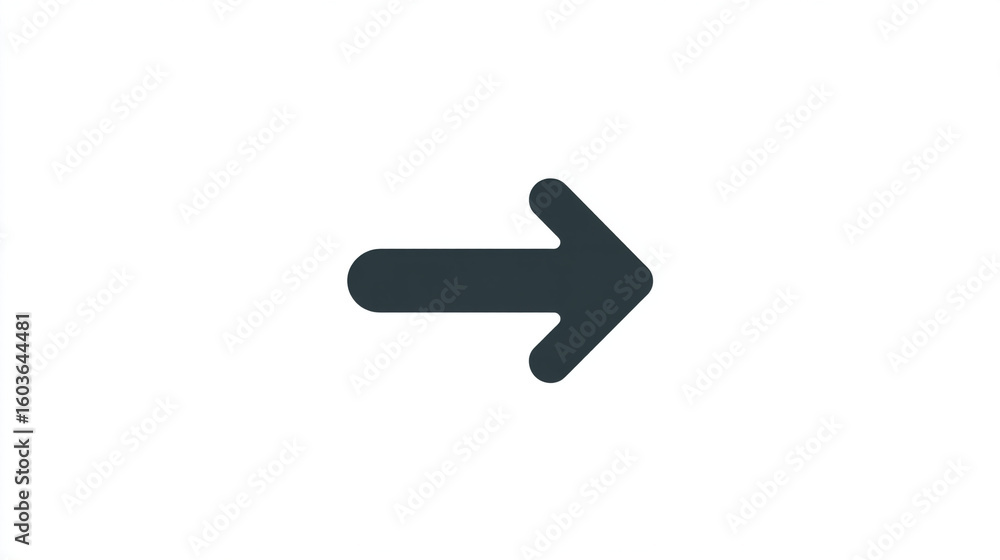 Poster a simple dark gray arrow pointing to the right on a clean white background indicating direction