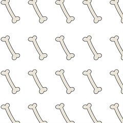 Seamless Dog Bone Pattern on White Background – Pet Treat Illustration for Fabric, Wallpaper, or Packaging Design