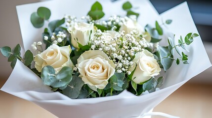 Cream colored rose bouquet arrangement