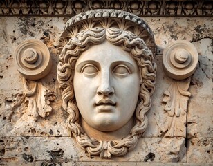 Carved marble head, ancient style