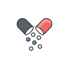 Open Capsule icon design with white background stock illustration