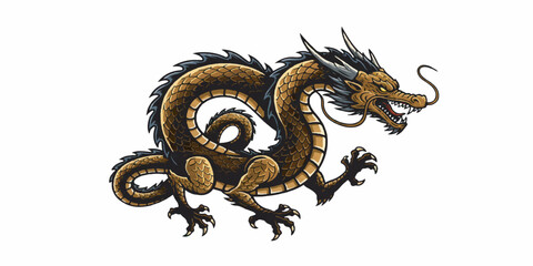 Obraz premium High-quality vector illustration of a fantasy dragon with intricate details, sharp outlines, and soft gradients