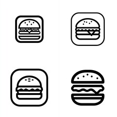 Four simplistic burger icons; each burger is enclosed in a rounded square shape