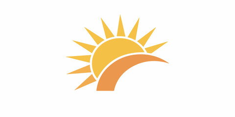 Obraz premium Bright sun icon in vector format with clean radiant lines and warm yellow-orange color gradients