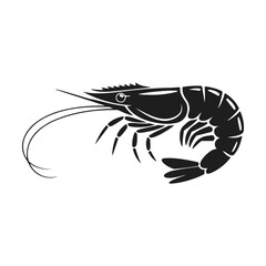Prawn seafood black logo silhouette