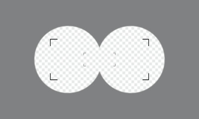 Binoculars spy view. Telescope aim sight, periscope lens view. Vector isolated illustration . EPS 10 . 