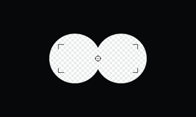 Binoculars spy view. Telescope aim sight, periscope lens view. Vector isolated illustration . EPS 10 . 