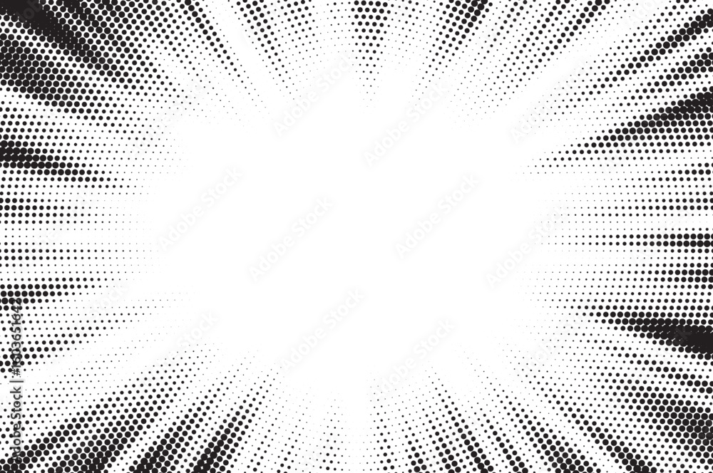 Aufkleber halftone gradient sun rays pattern. abstract halftone vector dots background. monochrome dots patter
