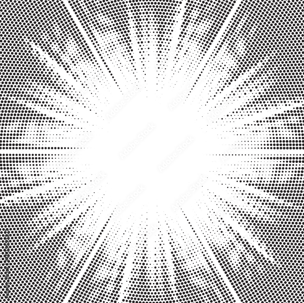 Aufkleber halftone gradient sun rays pattern. abstract halftone vector dots background. monochrome dots patter