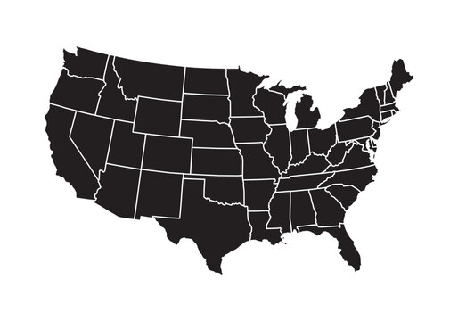USA Map. Poster map of United States of America. Black and white print of USA with states, poster or geographic, political theme. Black and white print map of USA states. Vector Illustration
LOGO