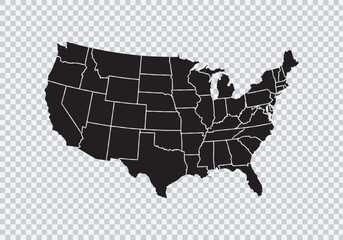 USA Map. Poster map of United States of America. Black and white print of USA with states, poster or geographic, political theme. Black and white print map of USA states. Vector Illustration
LOGO
