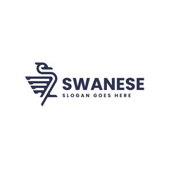 Line Art Swan Logo Design